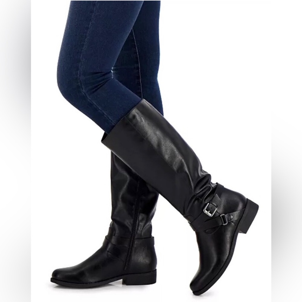 Style & Co Marliee Wide Calf Black Riding Boot- Size 6